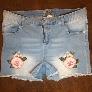 Girls Justice Jean Shorts w/ Flowers Size 18 Plus